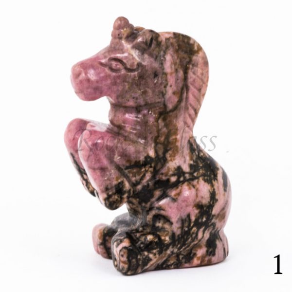 rhodonite unicorn totem animal carving left1 700x700