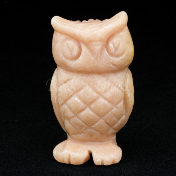orange calcite owl totem animal carving healing crystal front 700x700