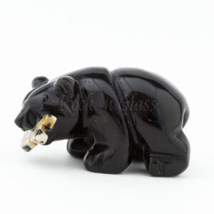 bear walking fish black obsidian spirit totem animal carving gemstone side 1000x1000