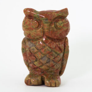 owl unakite spirit totem animal carving gemstone front 1000x1000