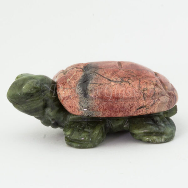 turtle serpentine rainbow jasper spirit totem gemstone animal carving side 1000x1000