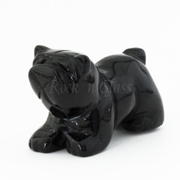 bulldog black obsidian spirit totem gemstone animal carving left 1000x1000