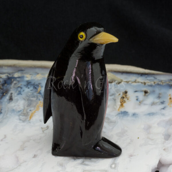 penguin rhodochrosite black onyx spirit animal totem carving healing crystal right 1000x1000