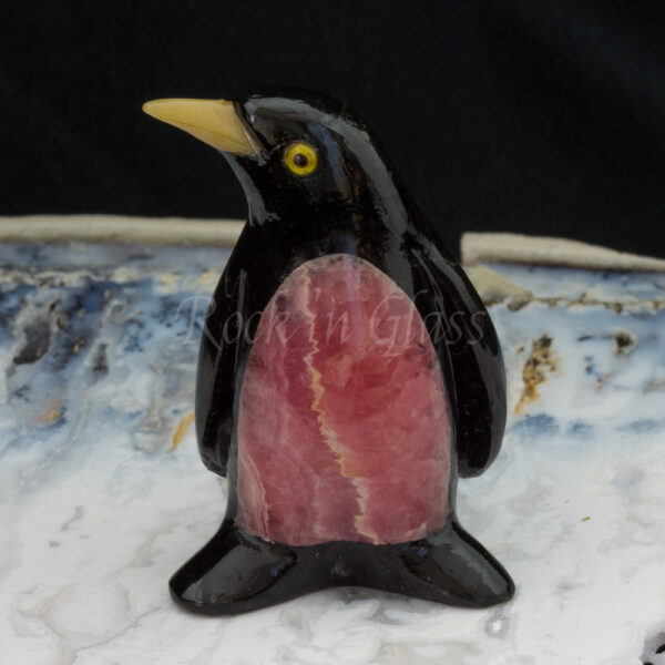penguin rhodochrosite black onyx spirit animal totem carving healing crystal side 1000x1000
