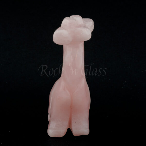 giraffe rose quartz standing spirit totem gemstone animal carving front 1000x1000
