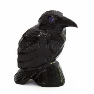 raven onyx purple eye spirit totem gemstone animal carving front 1000x1000