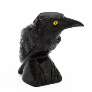 raven onyx yellow eye spirit totem gemstone animal carving front 1000x1000