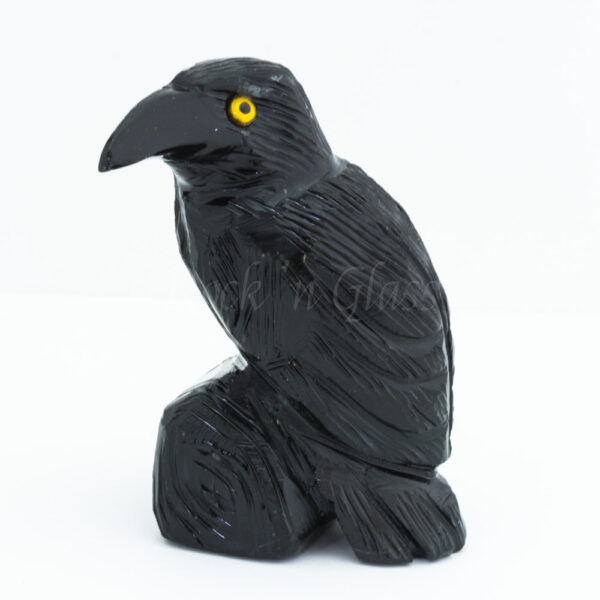 raven black onyx yellow eye spirit totem gemstone animal carving left 1000x1000