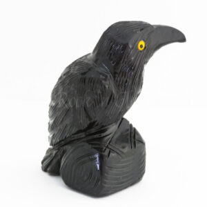 raven black onyx yellow eye spirit totem gemstone animal carving right 1000x1000