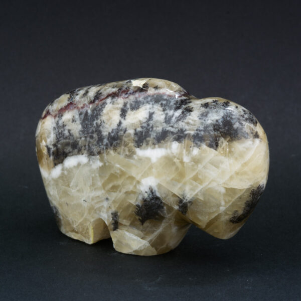 bison white calcite carving gemstone spirit animal totem front 1000x1000